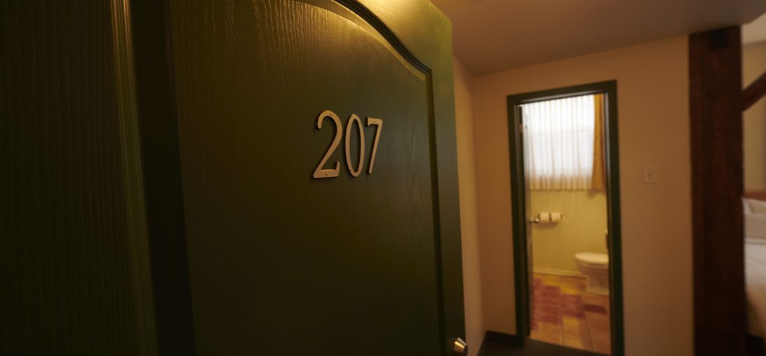 Entering room 207 of the Smuggler's Cove Inn in Lunenburg, NS