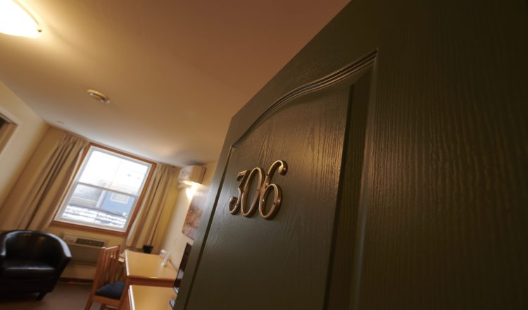 Entering room 306 of the Smuggler's Cove Inn in Lunenburg, NS.